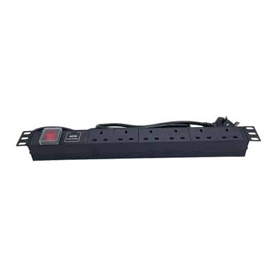 (image for) Powercool 1U PDU Horizontal Type 6Way Surge Protector 1.8m, UK Plug